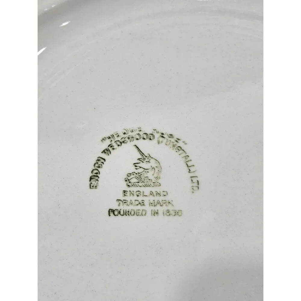 Vintage Enoch Wedgwood Tunstall White Ironstone Plates Set 2 Raised Fruit Rim